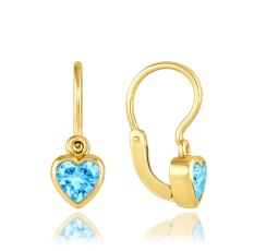 MINET Dětské náušnice s předním zapínáním srdíčka s modrými zirkony JMG0237AGE00