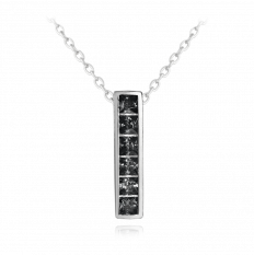 Třpytivý stříbrný náhrdelník MINET s velkými černými zirkony JMAN0025NN45