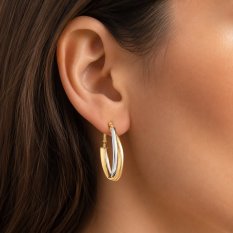 Zlaté náušnice elegantní dvoubarevné ovály GLECN-03342