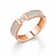 Pozlacený stříbrný prsten s třpytivými zirkony ALVP-273/53