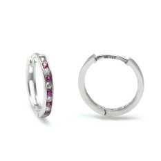 Dětské náušnice z bílého zlata kroužky se zirkony KLON-133B