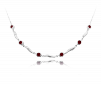 MINET Elegantní stříbrný náhrdelník s červenými zirkony JMAS0137RN45