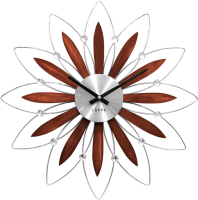 LAVVU Dřevěné stříbrné hodiny CRYSTAL Flower LCT1111