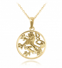 Pozlacený stříbrný náhrdelník MINET ČESKÝ LEV JMAN0036GN50