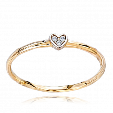 MINET Zlatý prsten se srdíčkem a bílými zirkony JMG0173BGR848
