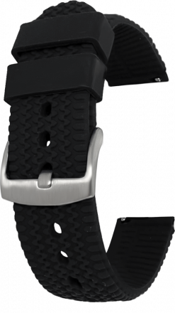Černý strukturovaný silikonový řemínek na hodinky LS01B22 - 22 mm