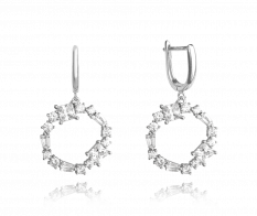 Luxusní kruhové stříbrné náušnice MINET s bílými zirkony JMAS0091SE00