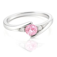 MINET Elegantní stříbrný prsten s růžovým zirkonem JMAN0046PR57
