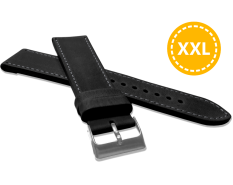 Prodloužený prošitý černý řemínek LAVVU SPORT z luxusní kůže Top Grain LSAXB26 - 26 mm