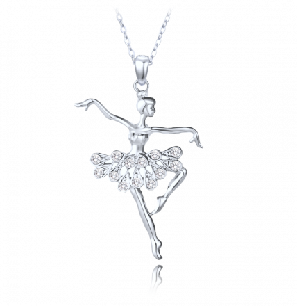 MINET Stříbrný náhrdelník BALETKA s bílými zirkony JMAD0049SN38