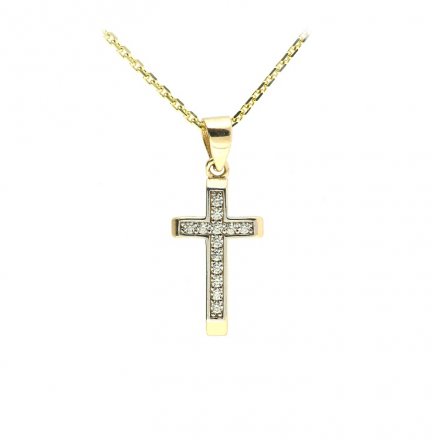 Zlatý křížek zdobený zirkony KO-246890195