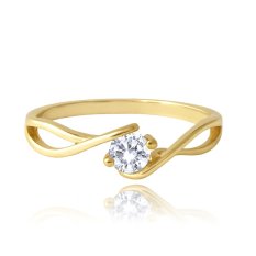 MINET Zlatý zásnubní prsten s bílým zirkonem JMG0208WGR50