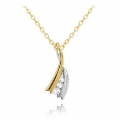 Elegantní pozlacený stříbrný náhrdelník MINET s bílými zirkony JMAS0123GN45