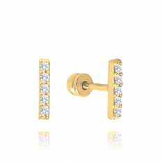 MINET Zlaté náušnice s bílými zirkony JMG0119WGE00