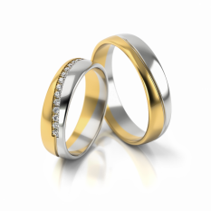 Zlaté snubní prsteny se zirkony vzor 308/W