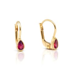 Zlaté náušnice s kapkovitým kamenem KLON-136