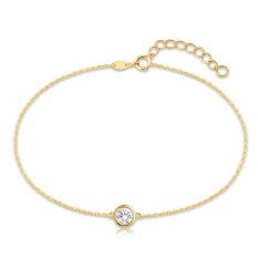 MINET Decentní zlatý náramek s bílým zirkonem JMG0311WGB17
