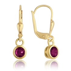 MINET Elegantní zlaté náušnice s vínovými zirkony JMG0311RGE00