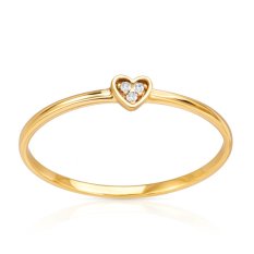 MINET Zlatý prsten se srdíčkem a bílými zirkony JMG0173BGR848