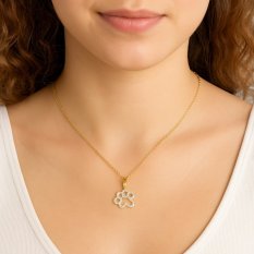 Zlatý přívěsek Tlapka s třpytivými kameny KLOP-131