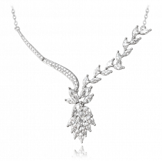 MINET Luxusní stříbrný náhrdelník s velkými zirkony JMAS0134SN45