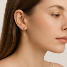 Zlaté visací náušnice s kuličkami KLON-090