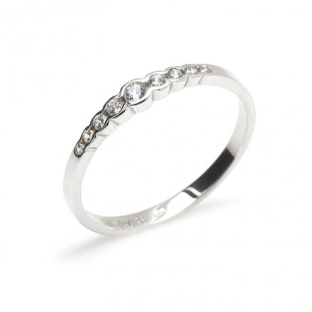 Prsten z bílého zlata s bílými zirkony HELP-150B54