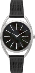 MINET Stříbrno-černé dámské hodinky ICON BLACK PEARL MESH MWL5211