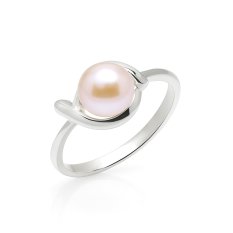 Elegantní stříbrný prsten s jemnou růžovou perlou RP000144