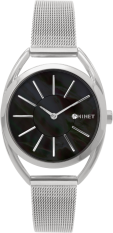 MINET Stříbrno-černé dámské hodinky ICON BLACK PEARL MESH MWL5212