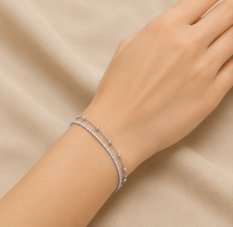 MINET Elegantní dvojitý stříbrný náramek s bílým zirkonem JMAS0332SB17