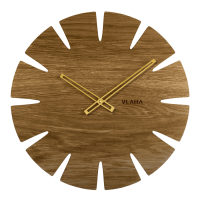 Velké dubové hodiny VLAHA ORIGINAL vyrobené v Čechách se zlatými ručkami VCT1030
