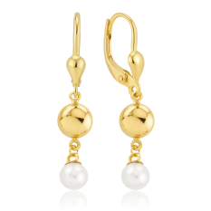 MINET Zlaté náušnice s kuličkami a perlami JMG0305WGE00