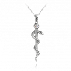 MINET Stříbrný náhrdelník AESKULAPOVA HŮL se zirkonem JMAN0298SN45