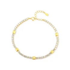 Pozlacený stříbrný náramek zdobený zirkony SVLB0512XH2GO18