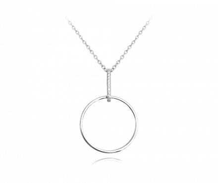 Kruhový stříbrný náhrdelník MINET s bílými zirkony JMAS0085SN45