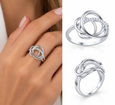 MINET Elegantní stříbrný prsten s bílým zirkonem JMAS0348SR61