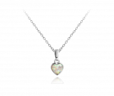 Stříbrný náhrdelník MINET SRDÍČKO s bílým opálkem JMAN0054SN45