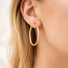 MINET Pozlacené stříbrné náušnice KRUHY 3 cm JMAN0136GE30