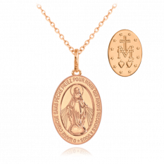 Rose gold stříbrný náhrdelník MINET Zázračná medaile | Medailka Neposkvrněného Početí JMAS0115RN45