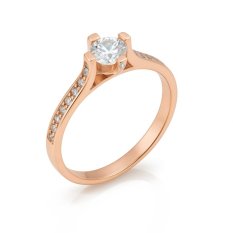 Zásnubní prsten z růžového zlata se zirkony BU-9R