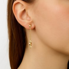 Zlaté visací náušnice s kuličkami KLON-113