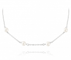 Stříbrný náhrdelník MINET s přírodními perlami JMAS7029SN45