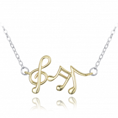 MINET Stříbrný náhrdelník hudební noty v kombinaci s pozlaceným stříbrem JMAS0239GN45