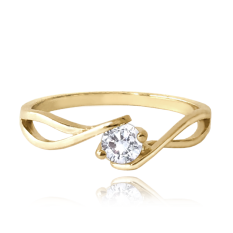MINET Zlatý zásnubní prsten s bílým zirkonem JMG0208WGR52