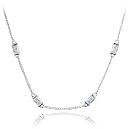 MINET Stříbrný náhrdelník s bílými zirkony JMAS0243SN42