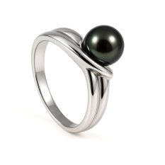 Prsten z bílého zlata s perličkou ALO-350