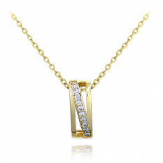 Luxusní stříbrný pozlacený náhrdelník MINET s bílými zirkony JMAS0118GN45