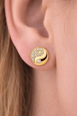 Zlaté náušnice Jin a Jang se zirkony JMG0347WGE00