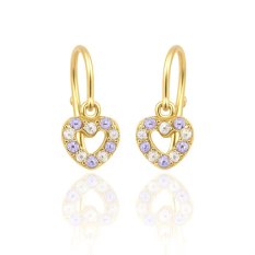 Dětské náušničky žluté zlato SRDÍČKA EAX00120